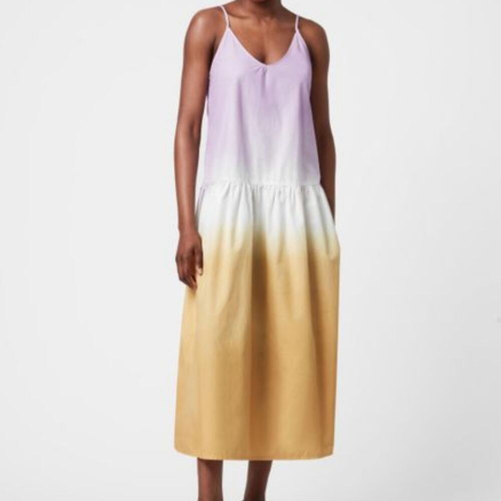 All Saints Lilac Camel Caro Dipdye Midi Dress 2 New